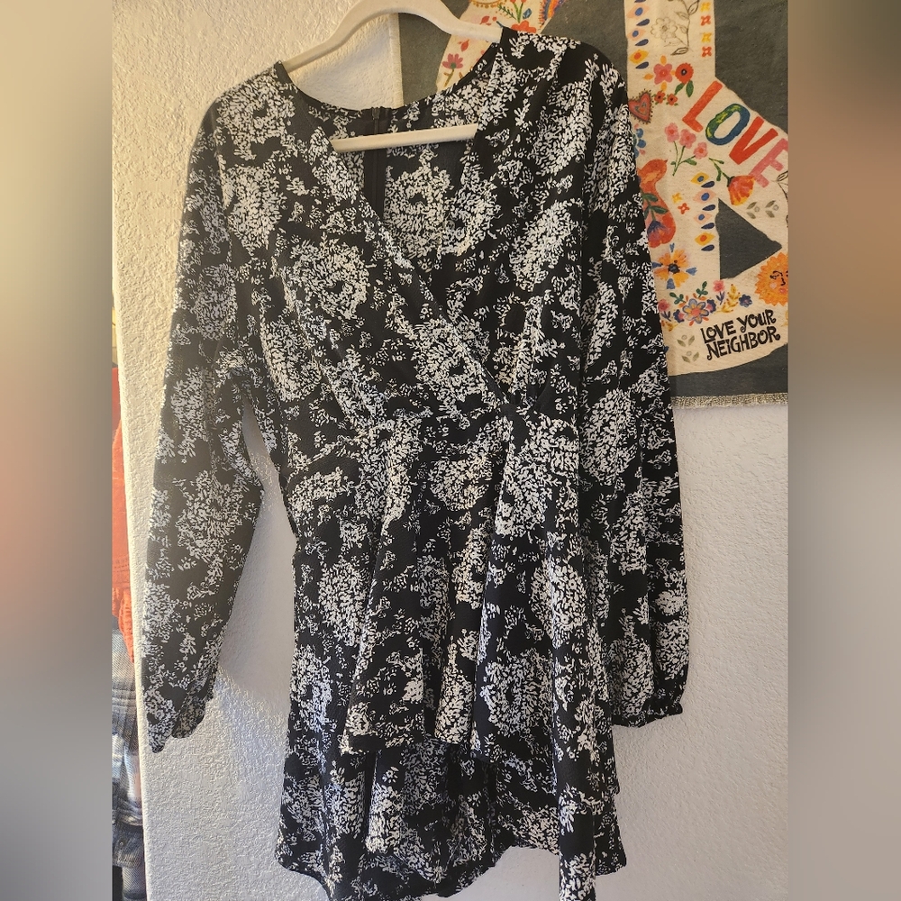 Black and White Floral Romper
